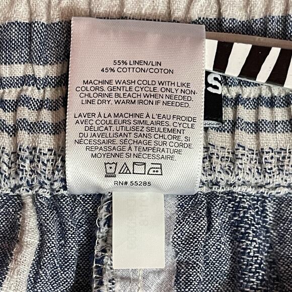 Express High-Rise XS Striped Linen-Blend Wide-Leg Pants Pull-On Boho - Picture 9 of 12